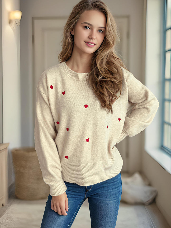 Damen Pullover mit verspieltem Herzdesign Drune