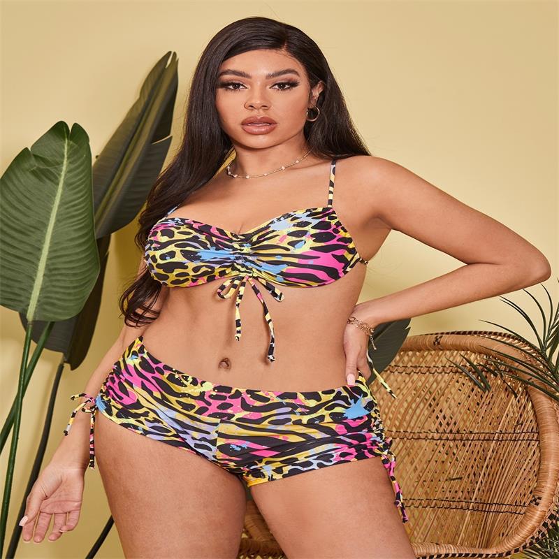 Damen Bikiniset mit raffinierter Schnürung und tierischem Print Drune