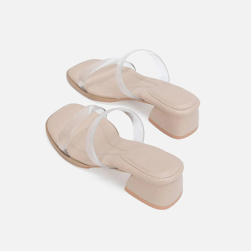 Drune | Damen Sandalen mit mittelhohem Absatz transparent
