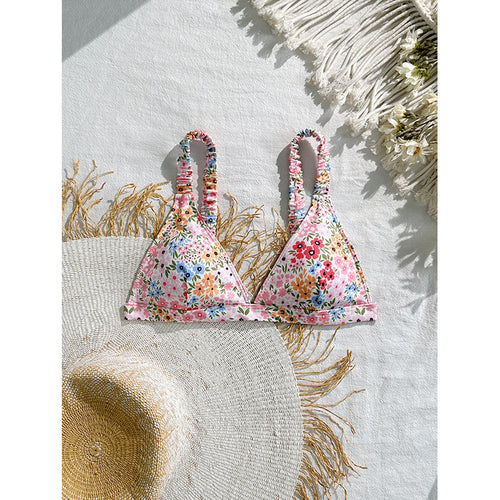 Damen Triangel-Bikini-Oberteil mit verspieltem Blumendesign Drune