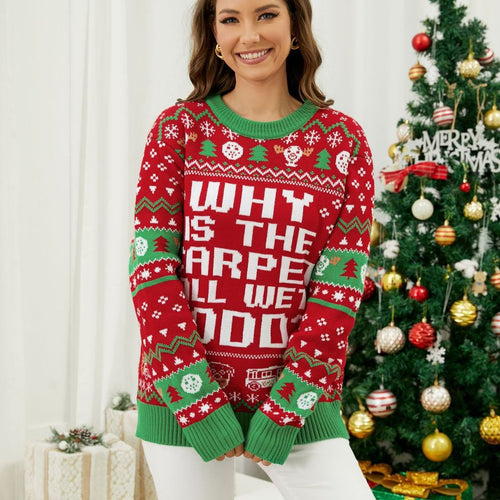 Damen Lustiger Weihnachtspullover mit auffälligem Schriftzug und festlichem Muster Drune