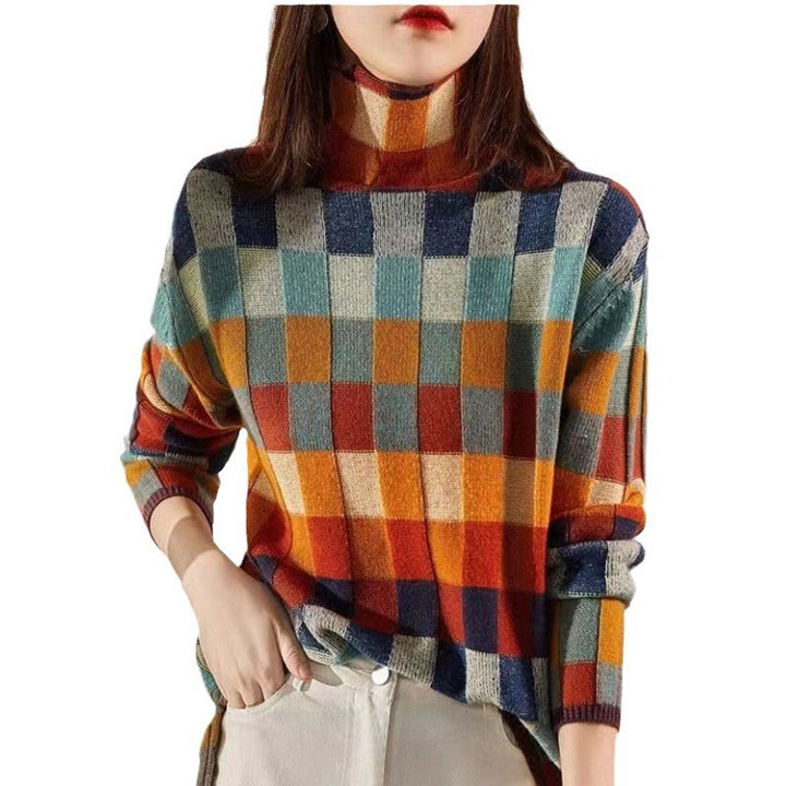 Damen oversized Pullover im Karomuster Drune