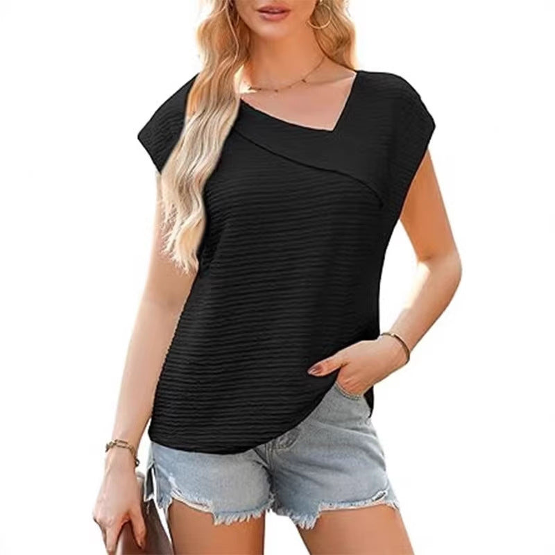 Damen elegantes Oberteil mit asymmetrischem Schnitt und modischem Texturmuster Drune