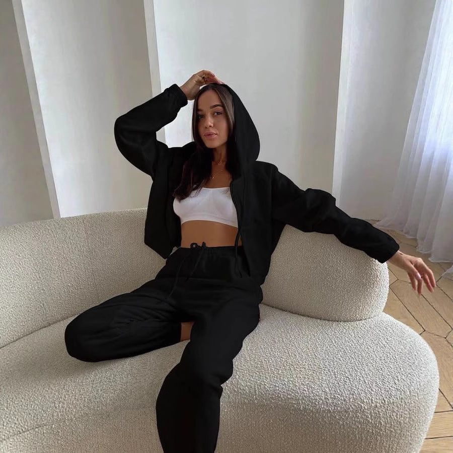 Damen Sportliches Freizeit-Loungewear-Set mit Kapuze Drune