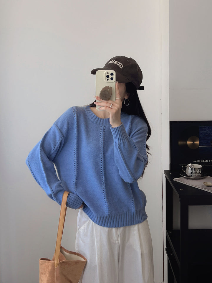 Damen Grobstrickpullover mit modernen Struktur-Details und lässigem Schnitt Drune