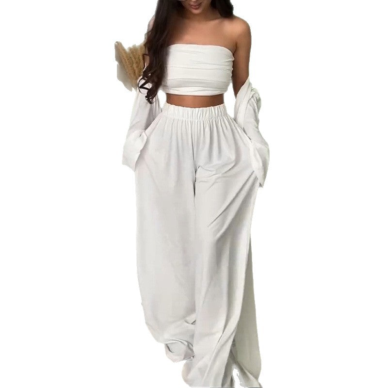 Damen eleganter Lounge-Anzug mit weit geschnittenem Cardigan Drune