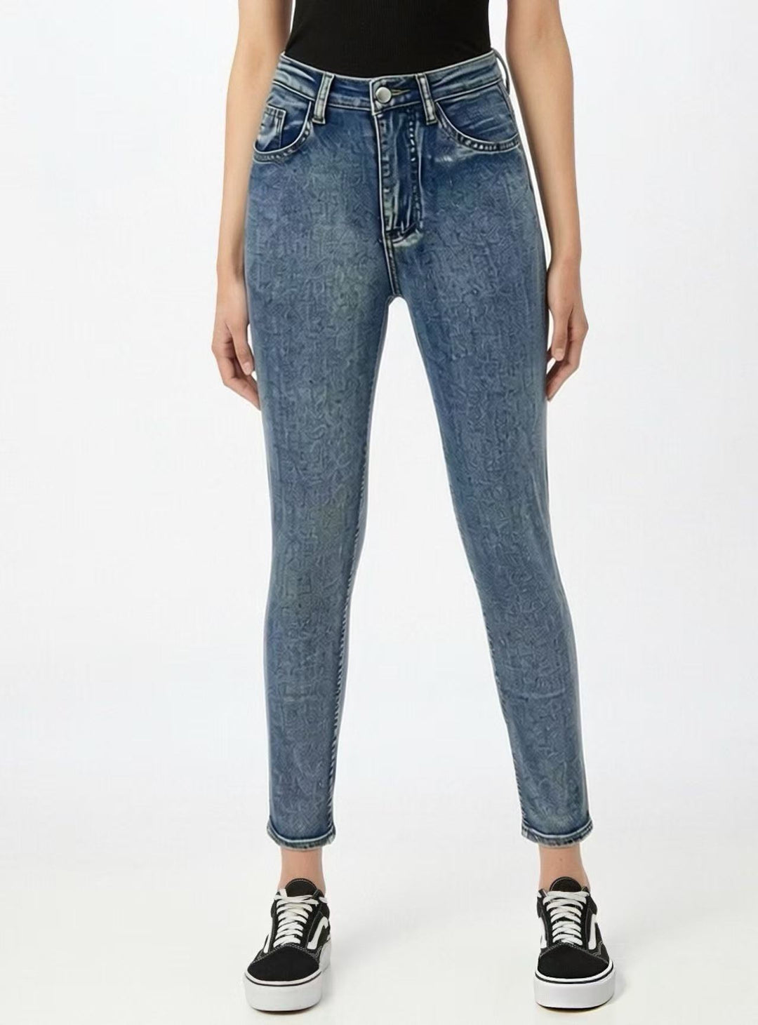 Damen Slim-Fit Jeans mit modernem Used-Effekt und hoher Taille Drune