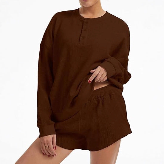 Damen Lässiger Oversized Pullover und Shorts Set Drune