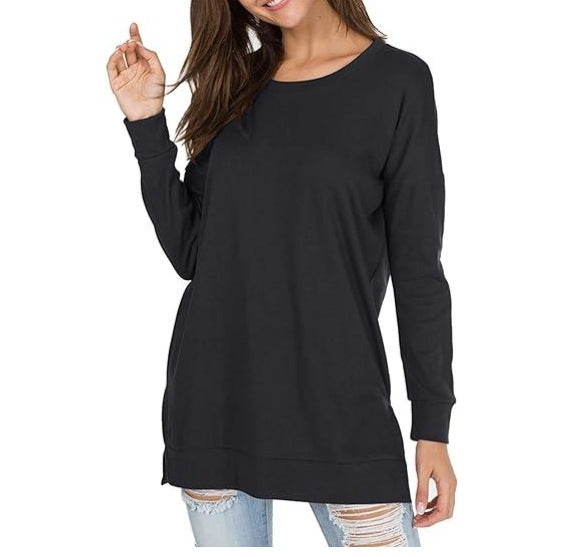 Drune | Einfarbiges Rundhals-Casual-Top