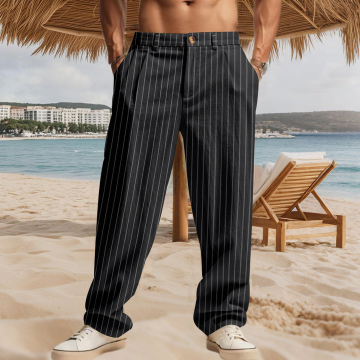 Herren Elegante Freizeithose mit feinem Streifenmuster und komfortablem Schnitt Drune