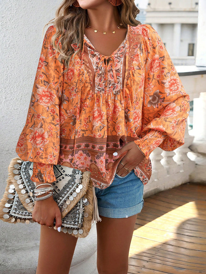 Damen Blusenshirt mit floralem Design und lässigem Schnitt Drune