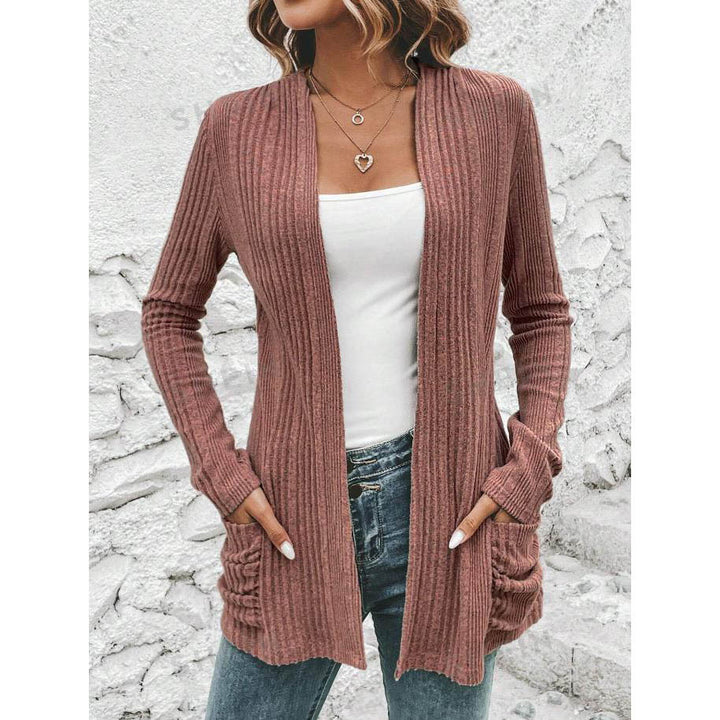 Damen Strickjacke mit offenem Design und praktischen Taschen Drune