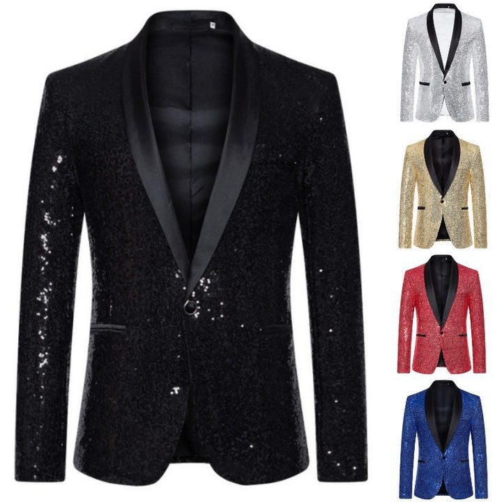 Herren glamouröser Pailletten-Blazer mit modernem Schnitt Drune
