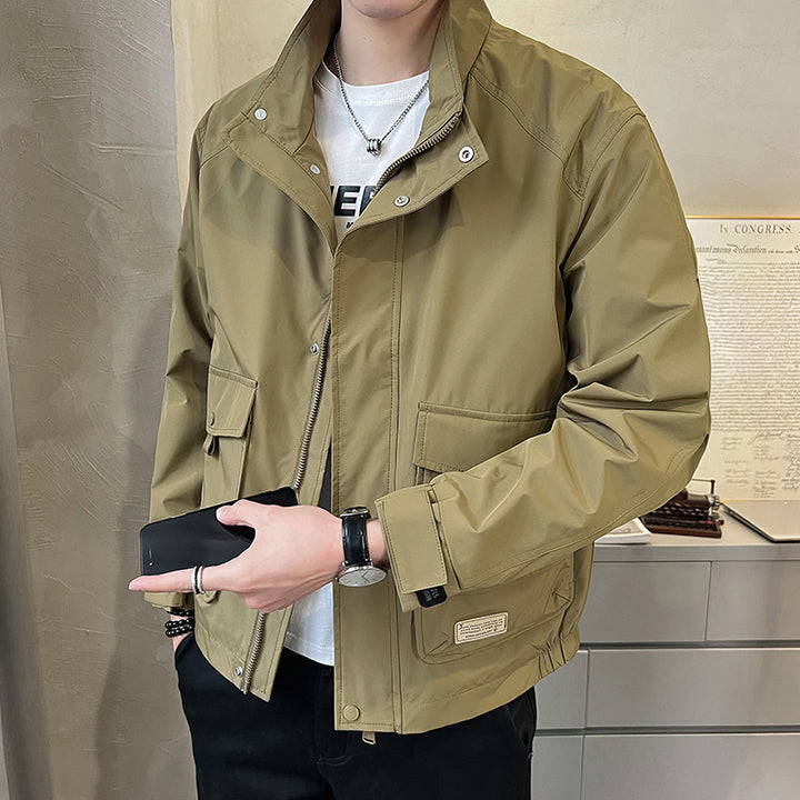 Herren trendige Feldjacke mit praktischen Taschen und verstellbarem Kragen Drune