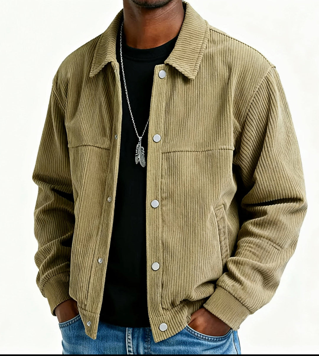 Herren Cordjacke mit Taschen und gestepptem Design Drune