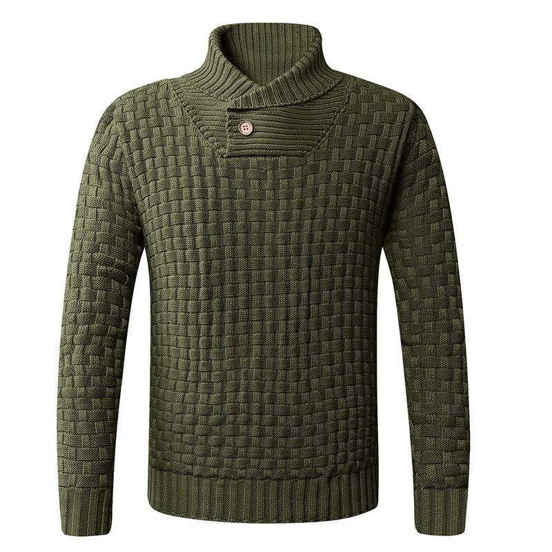 Herren Strickpullover mit modernem Zopfmuster und Stehkragen Drune