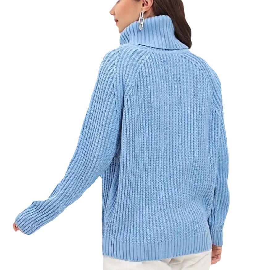 Damen Strickpullover mit hohem Kragen und Wabenstruktur Drune