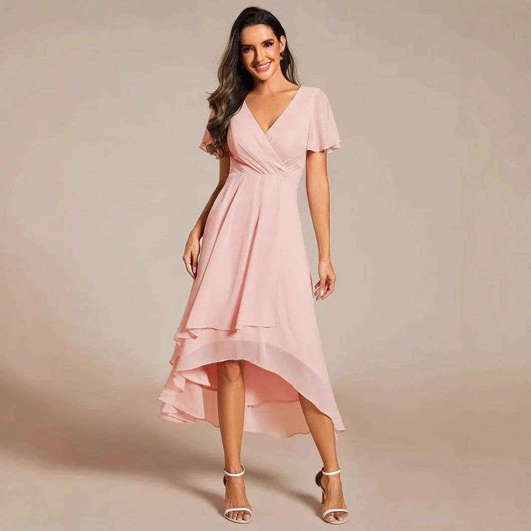 Damen Elegantes Wickelkleid mit asymmetrischem Saum Drune
