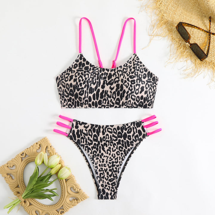 Damen Triangel-Bikini mit aufregendem Leopardenmuster und sportlichen Details Drune