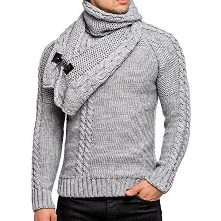 Herren nan Strickpullover mit überlappendem Schalkragen und Schnallenverschluss Drune