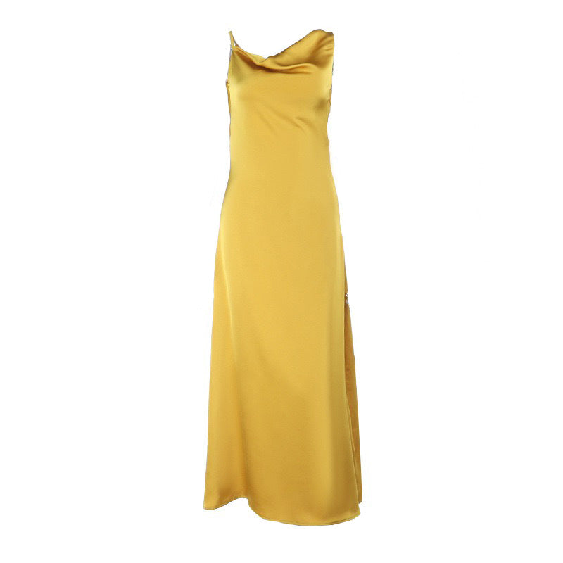 Damen Elegantes Langarm Abendkleid mit fließendem Schnitt und tiefem V-Ausschnitt Drune