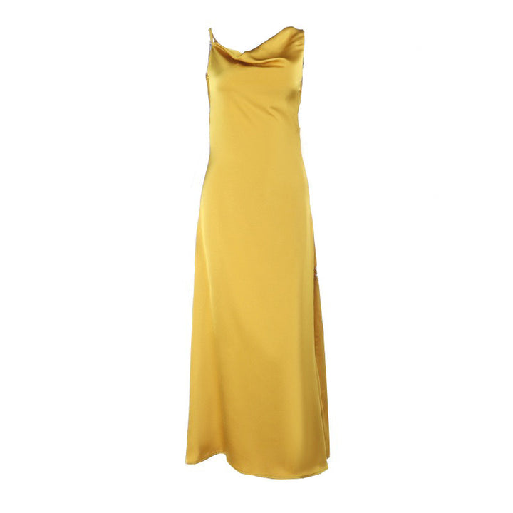 Damen Elegantes Langarm Abendkleid mit fließendem Schnitt und tiefem V-Ausschnitt Drune