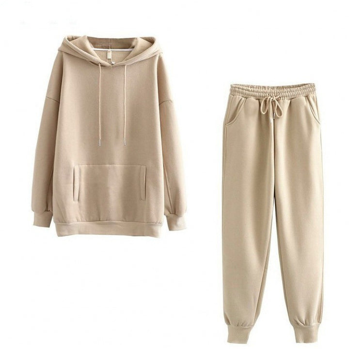 Damen Freizeit-Loungewear-Set mit gemütlichem Kapuzenpullover und bequemen Jogginghosen Drune
