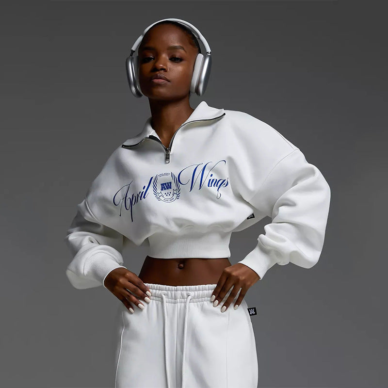 Damen lässiger Sweat-Pullover mit Reißverschluss und slouchy Jogginghose Drune