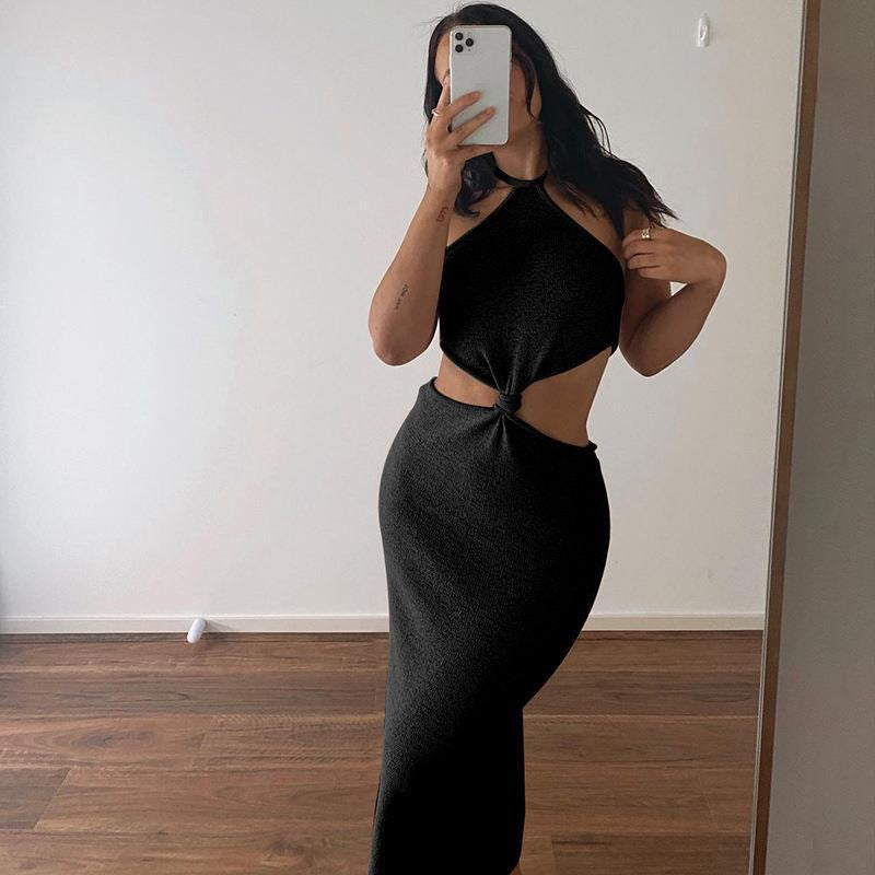 Damen Maxikleid mit cut-out Design und eleganter Knotendetail Drune