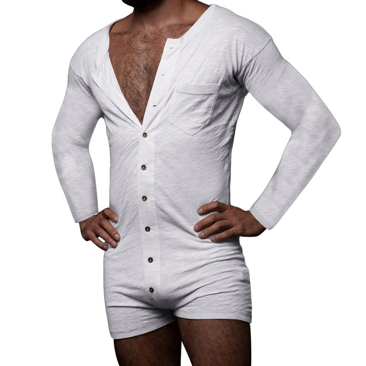 Herren Overall mit langem Arm und modernen Knopfdetails Drune