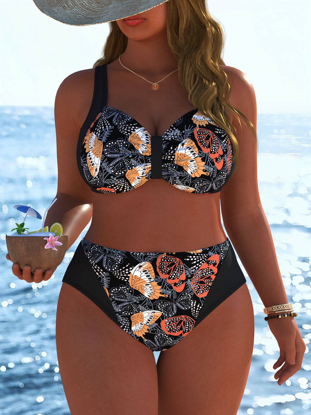 Damen Bikinis mit festem Halt und modischen Mustern Drune
