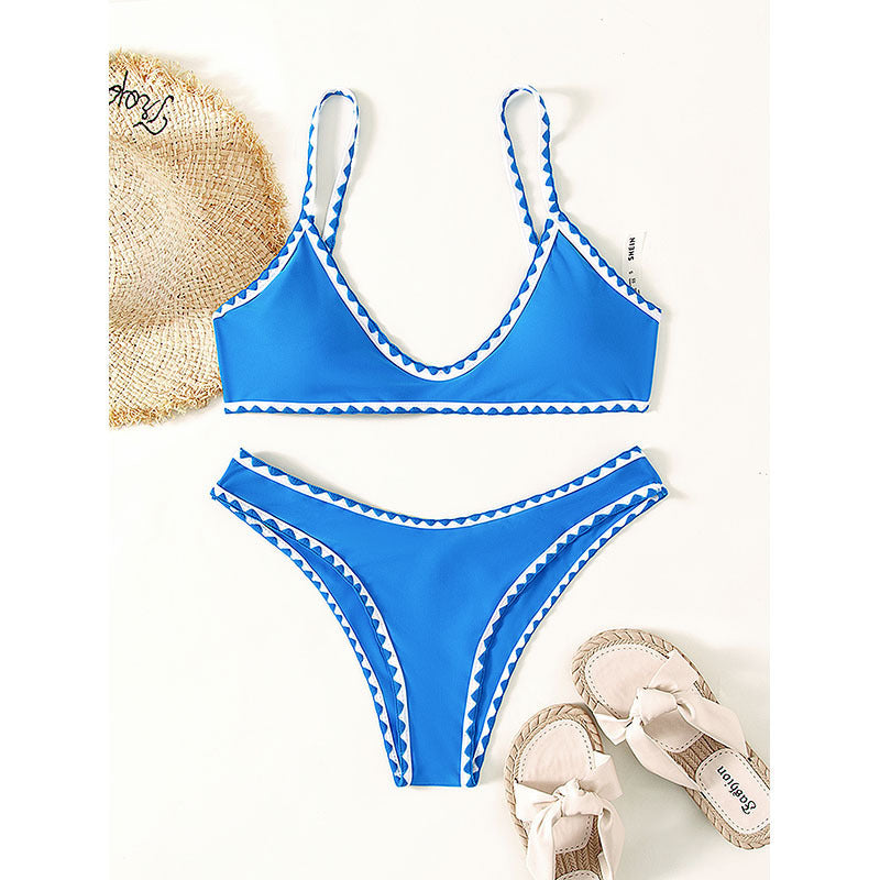 Damen Bikini-Set mit lässigem Schnitt und kontrastierenden Kanten Drune