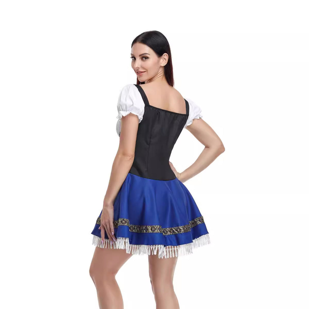Damen nan Dirndl-Kleid mit geschnürtem Mieder, geraffter Bluse und stufigem Rock Drune