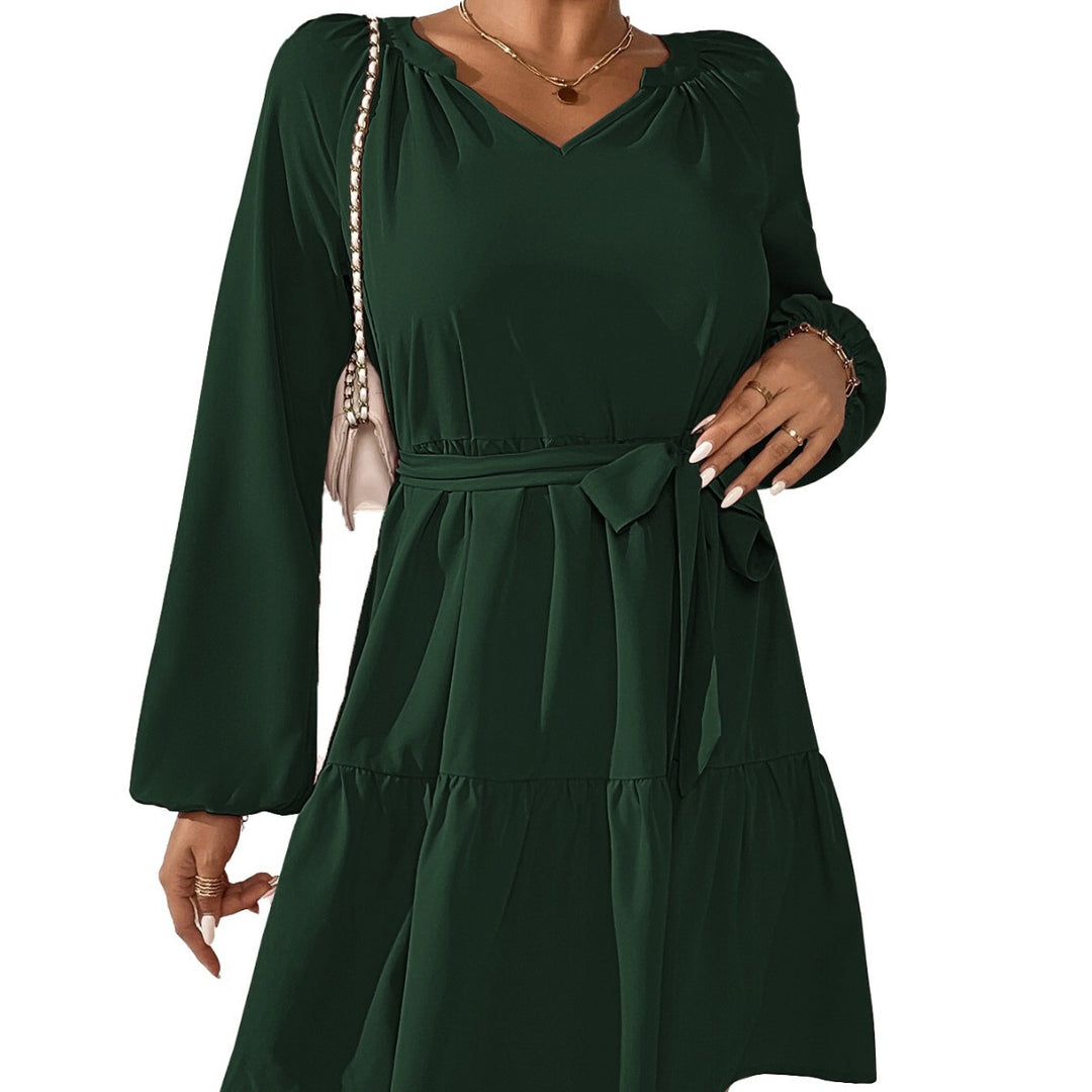 Damen Wickelkleid mit Rüschendetails und Taillengürtel Drune