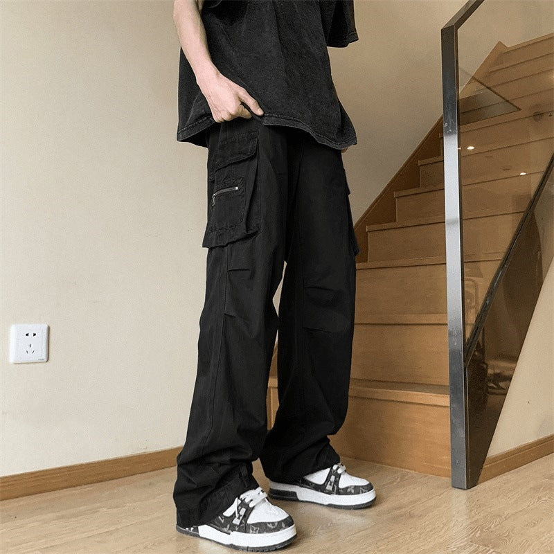 Herren weit geschnittene Cargo-Hose mit praktischen Taschen und elastischem Bund Drune