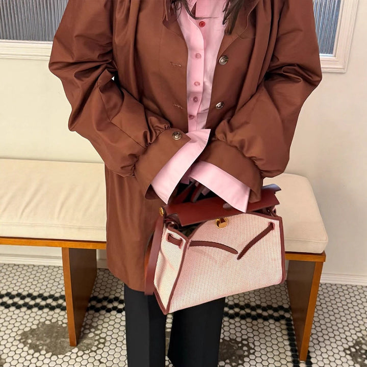 Damen Oversized Kunstlederjacke mit voluminösen Ärmeln Drune