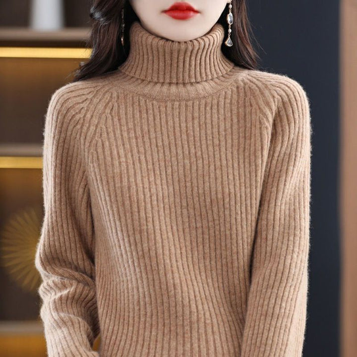 Damen kuscheliger Rollkragenpullover mit Rippstruktur Drune