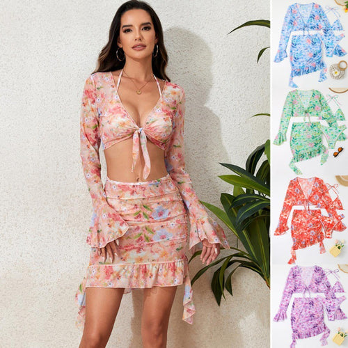 Damen Bikiniset mit floralem Design und eleganten Rüschendetails Drune