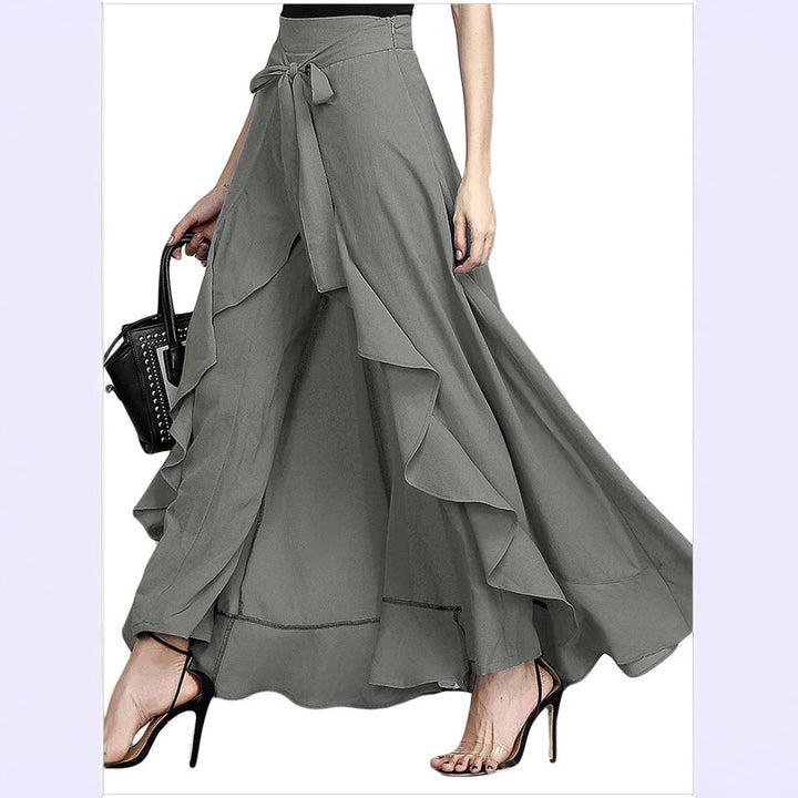Damen Eleganter Wickelrock mit Rüschen Drune