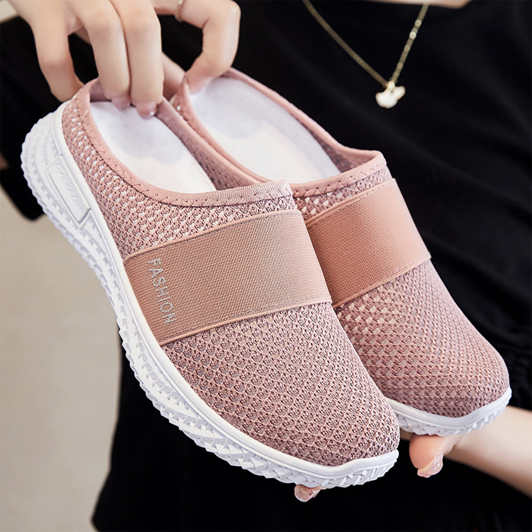 Damen nan gestrickter atmungsaktiver Slip-On Sneaker mit elastischem Mittelband Drune
