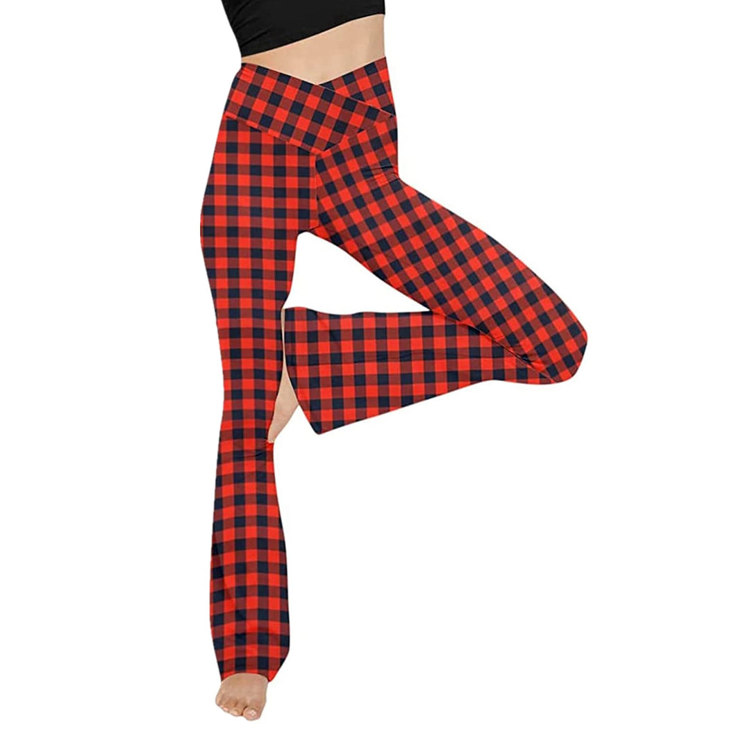 Damen Bootcut Yoga-Hose aus elastischem Material mit hohem Bund Drune