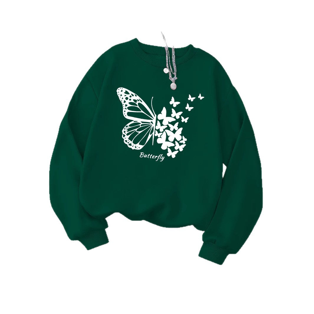 Damen Sweatshirt mit kreativem Schmetterlingsmotiv und lässigem Schnitt Drune