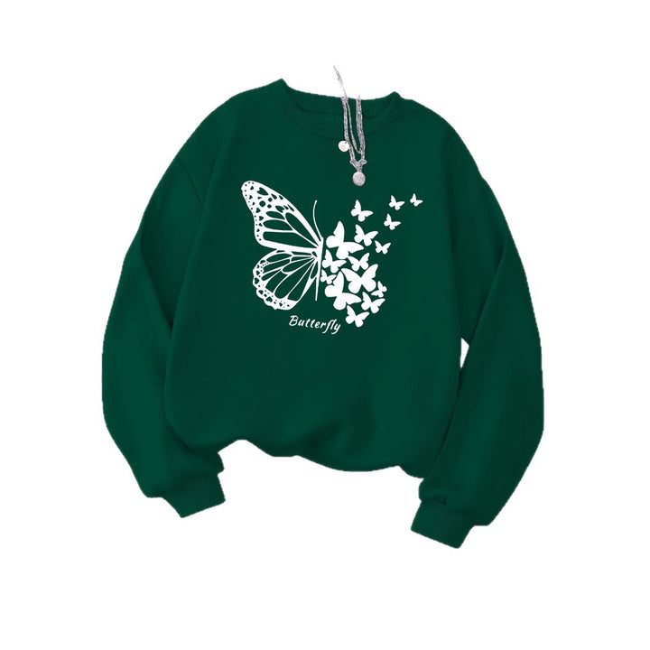 Damen Sweatshirt mit kreativem Schmetterlingsmotiv und lässigem Schnitt Drune