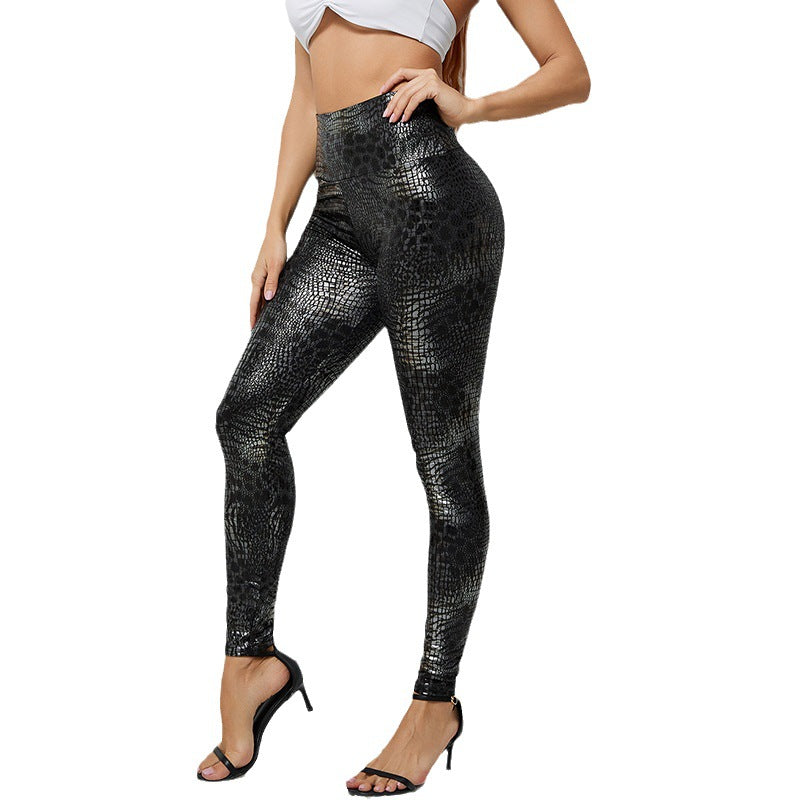 Damen Hochglänzende Leggings im Schlangenmuster Drune