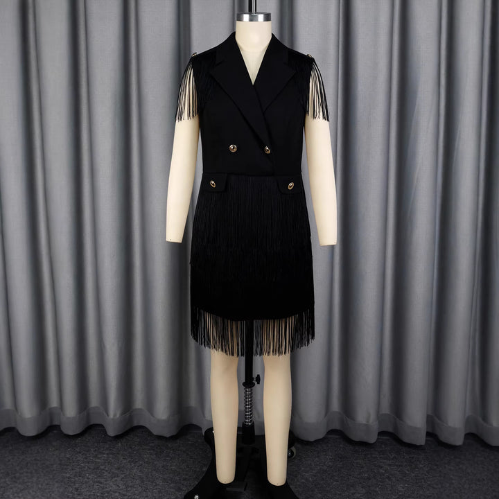 Damen Fransen-Kleid im eleganten Blazer-Stil Drune