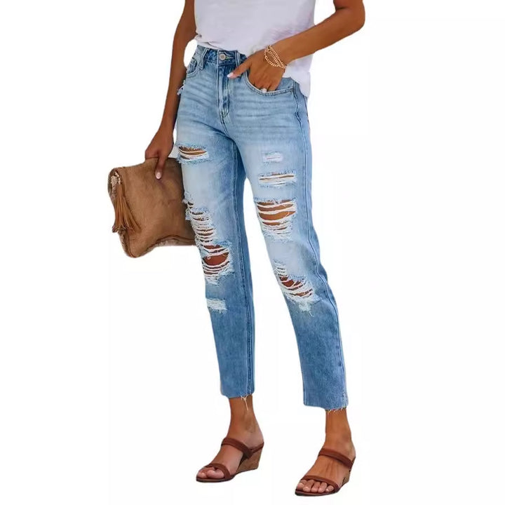 Damen Destroyed Jeans im lässigen Schnitt mit modischen Details Drune