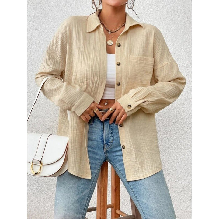 Damen lässige Overshirt-Bluse mit Knopfdetails Drune