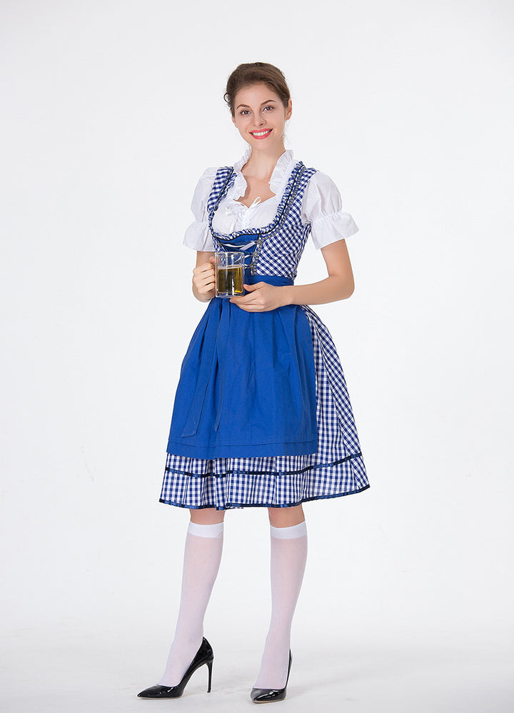 Damen nan traditionelles Dirndl mit Schnürcorsage, knielangem Tellerrock und Schürze Drune
