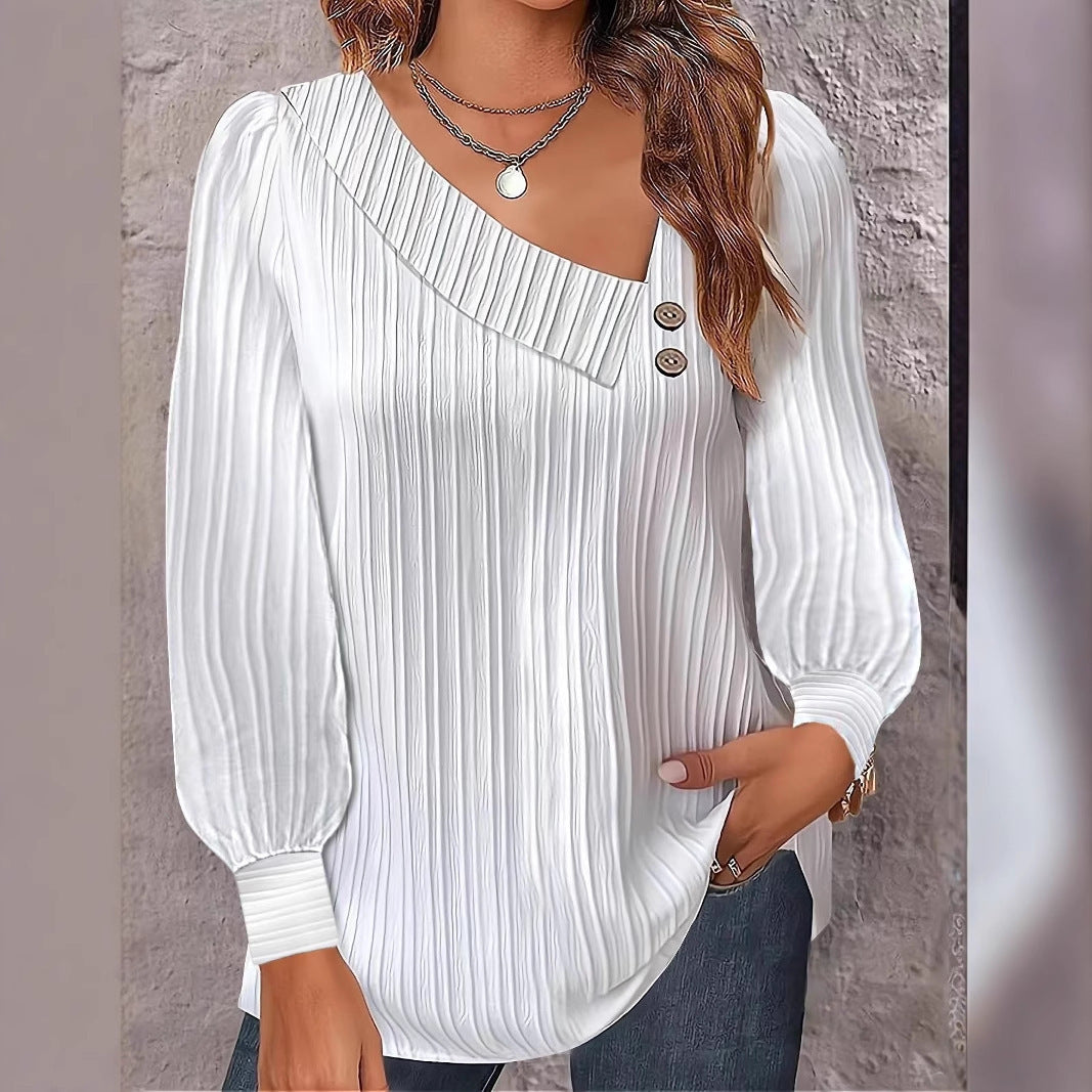 Damen Elegantes und lässiges Oberteil mit asymmetrischem Ausschnitt und Knopfdetails Drune