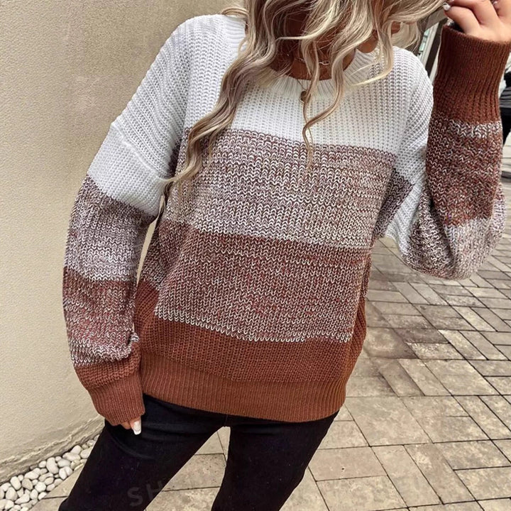 Damen Strickpullover im modernen Blockstreifen-Design Drune